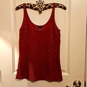 New York & Company Red Sequined Top